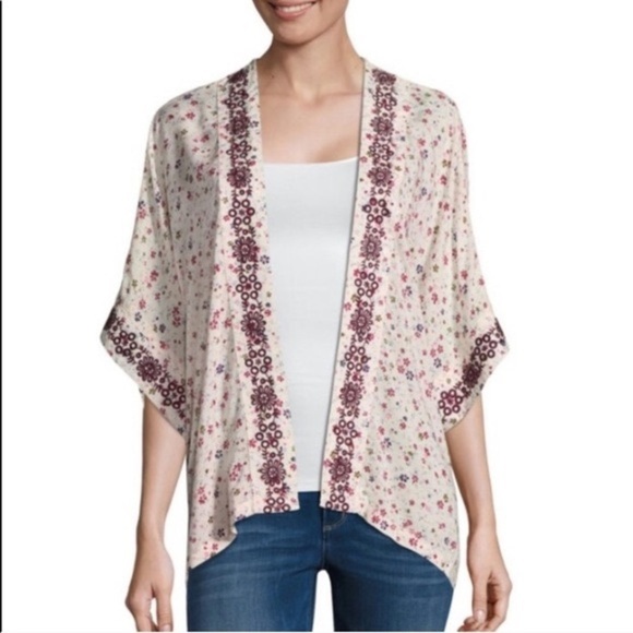 Arizona Jean Co Kimono XS-S Floral Embroidered - Picture 1 of 7